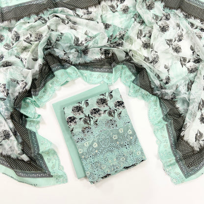 Almeerah By Anaya Noor Digital and Emb Lawn Laserkari Cutwork daman 3PC