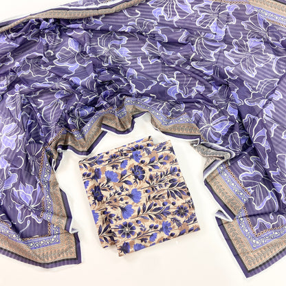 Flows By Almeerah Premium Printed Stripe Lawn 3PC