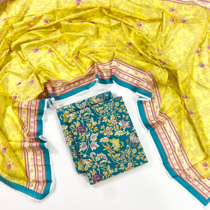 Flows By Almeerah Premium Printed Stripe Lawn 3PC