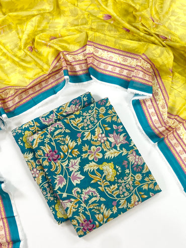 Flows By Almeerah Premium Printed Stripe Lawn 3PC