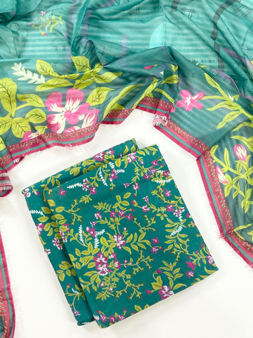 Flows By Almeerah Premium Printed Stripe Lawn 3PC