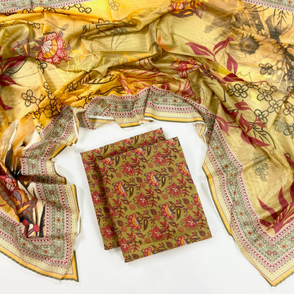 Flows By Almeerah Premium Printed Stripe Lawn 3PC