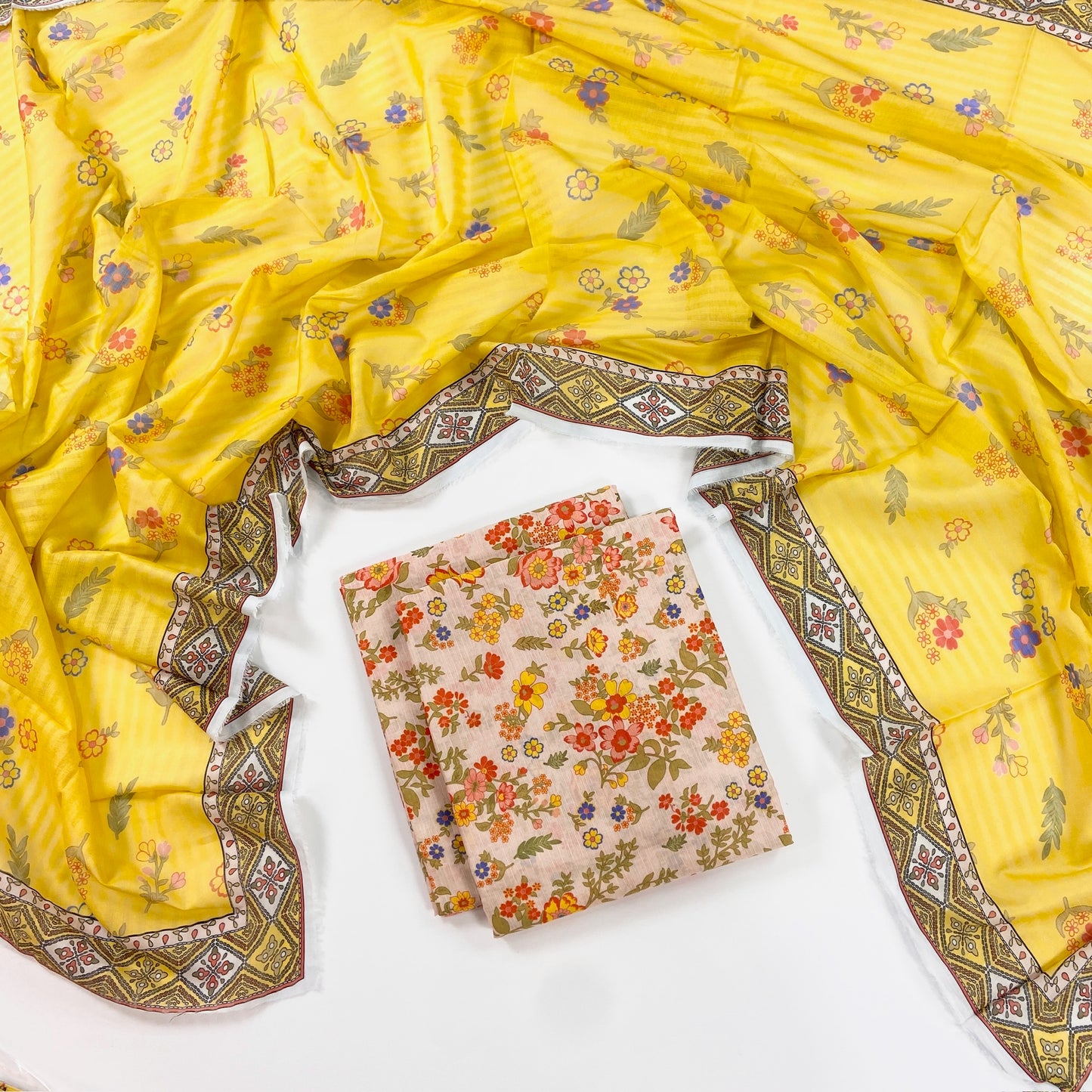 Flows By Almeerah Premium Printed Stripe Lawn 3PC