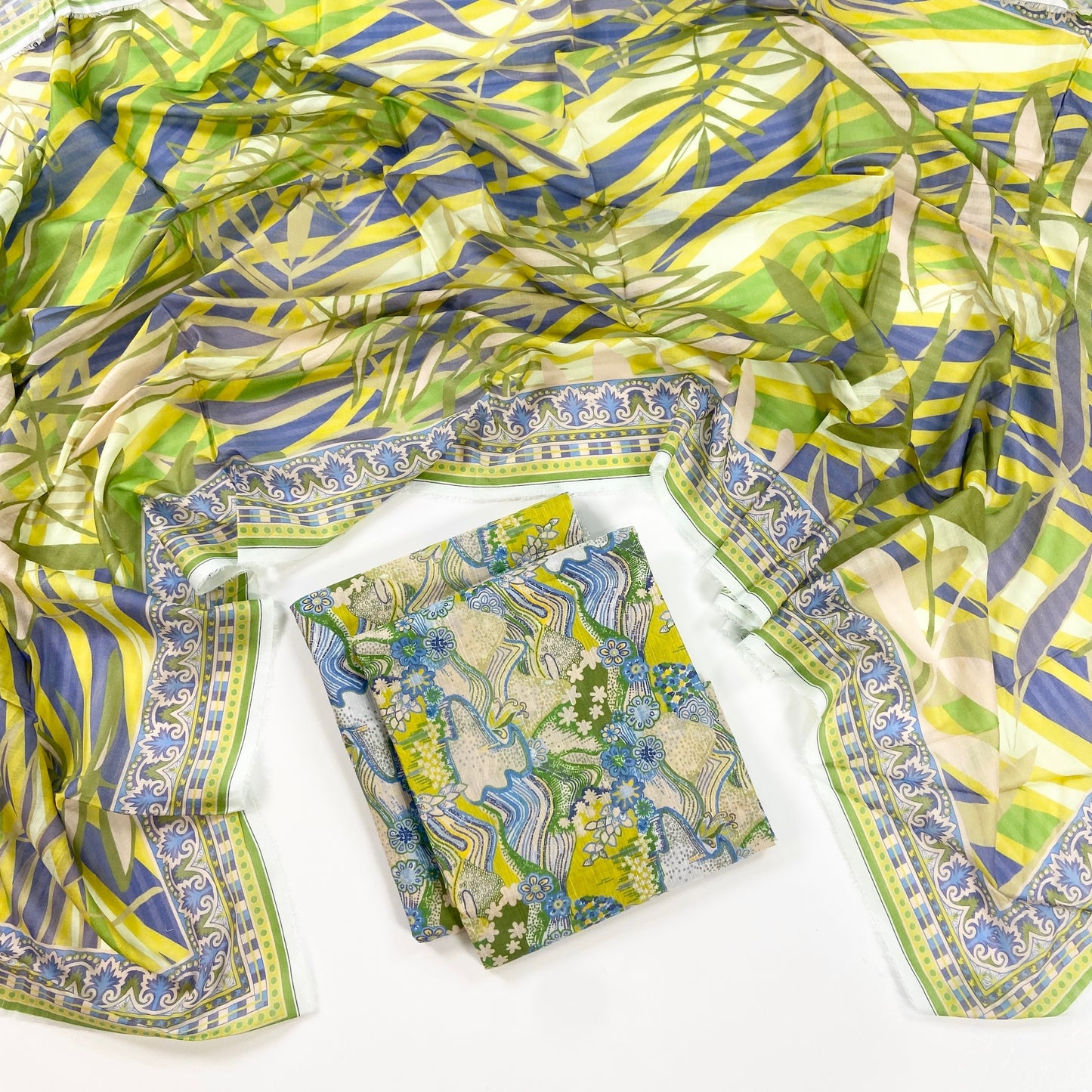 Flows By Almeerah Premium Printed Stripe Lawn 3PC