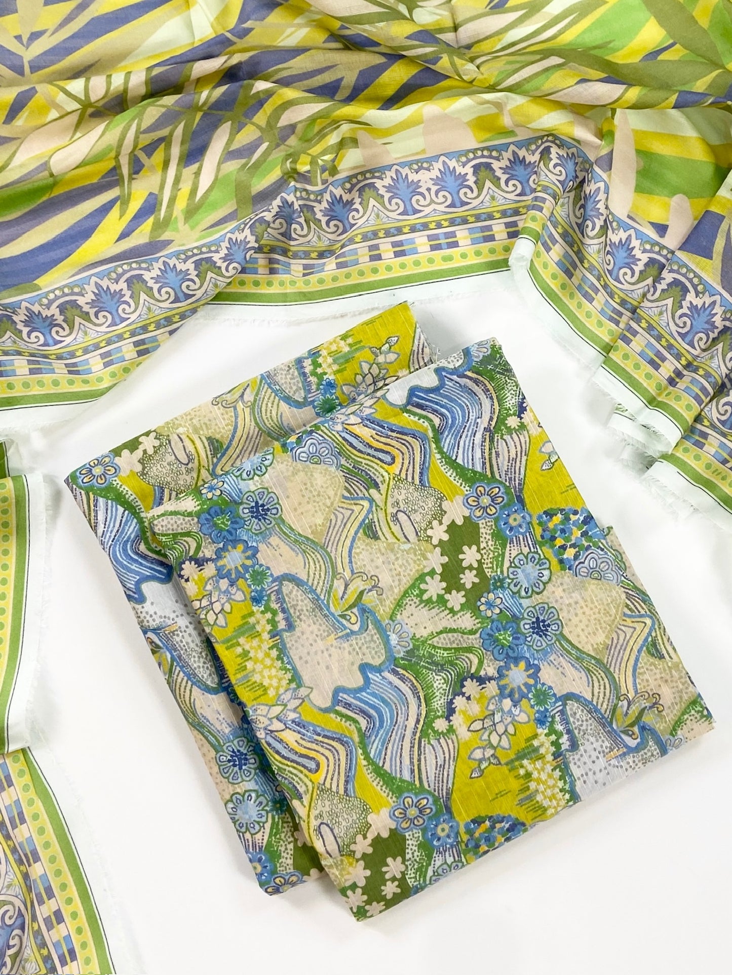 Flows By Almeerah Premium Printed Stripe Lawn 3PC
