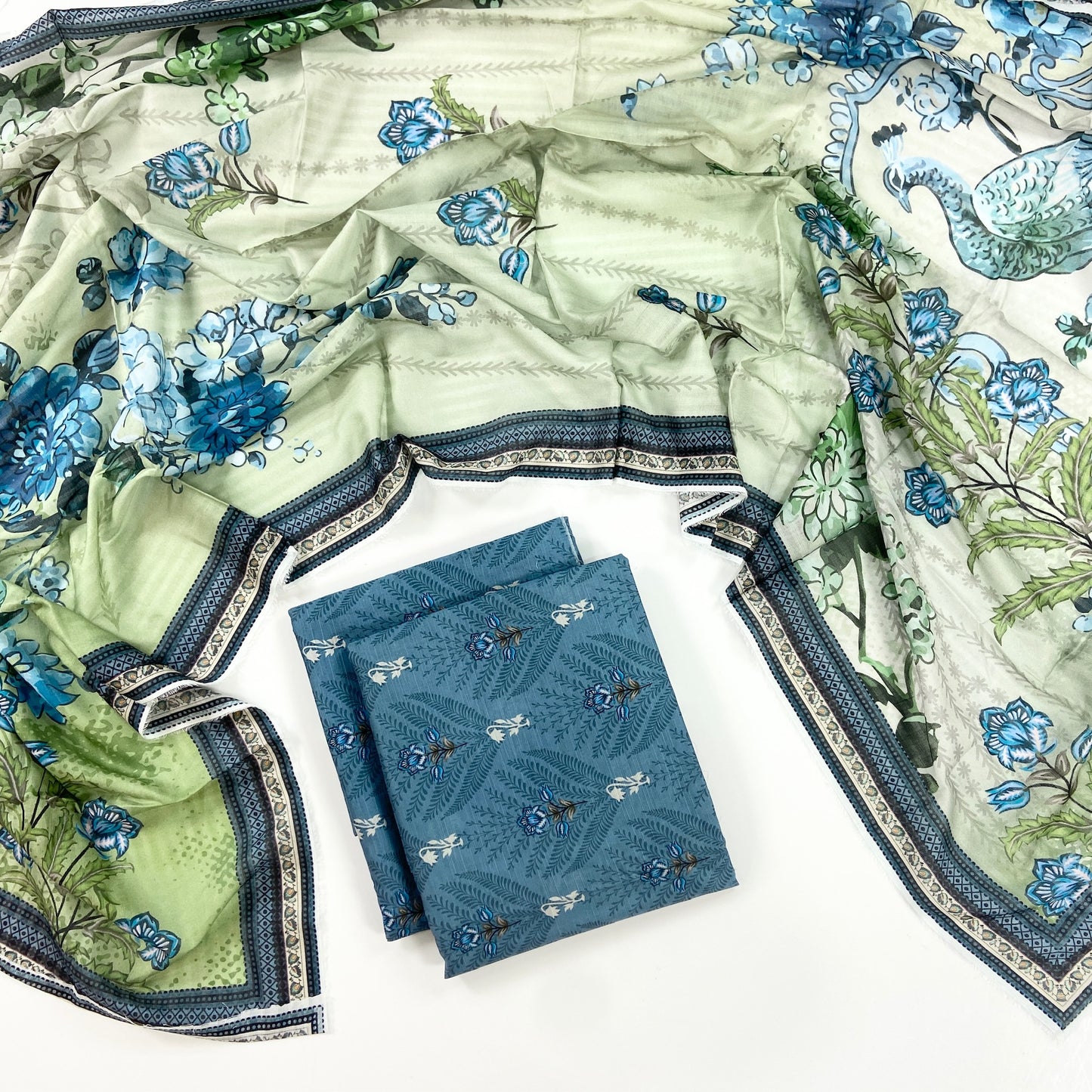 Flows By Almeerah Premium Printed Stripe Lawn 3PC