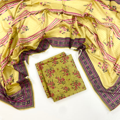 Flows By Almeerah Premium Printed Stripe Lawn 3PC