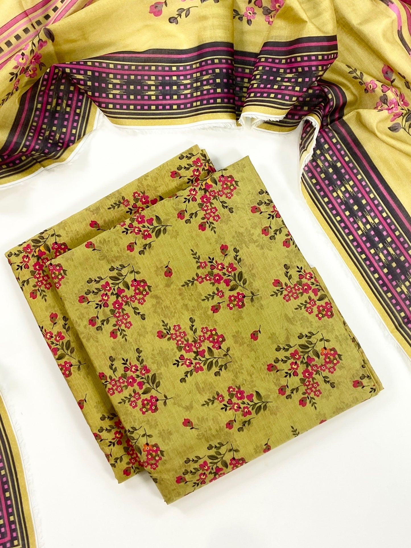 Flows By Almeerah Premium Printed Stripe Lawn 3PC