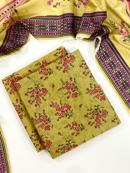 Flows By Almeerah Premium Printed Stripe Lawn 3PC