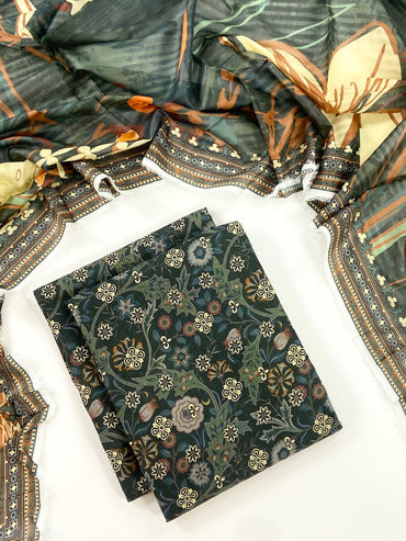 Flows By Almeerah Premium Printed Stripe Lawn 3PC