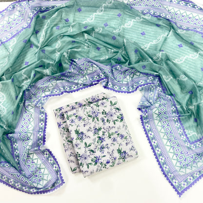 Petals & Paisley By Almeerah Premium Printed Stripe Lawn 3PC
