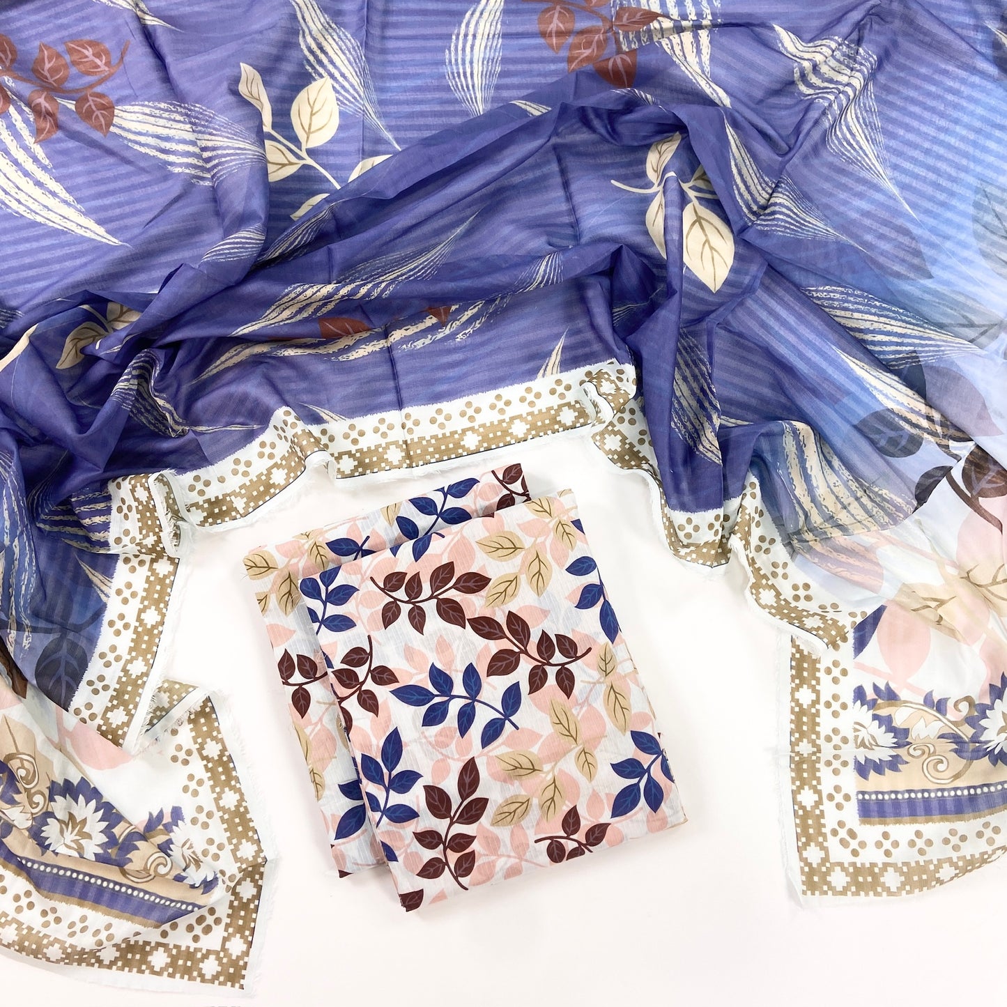 Petals & Paisley By Almeerah Premium Printed Stripe Lawn 3PC