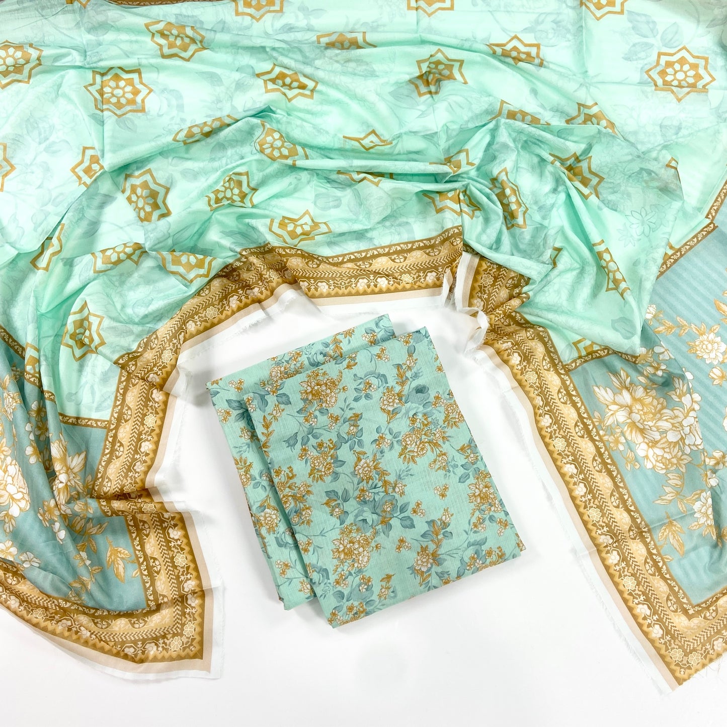 Petals & Paisley By Almeerah Premium Printed Stripe Lawn 3PC