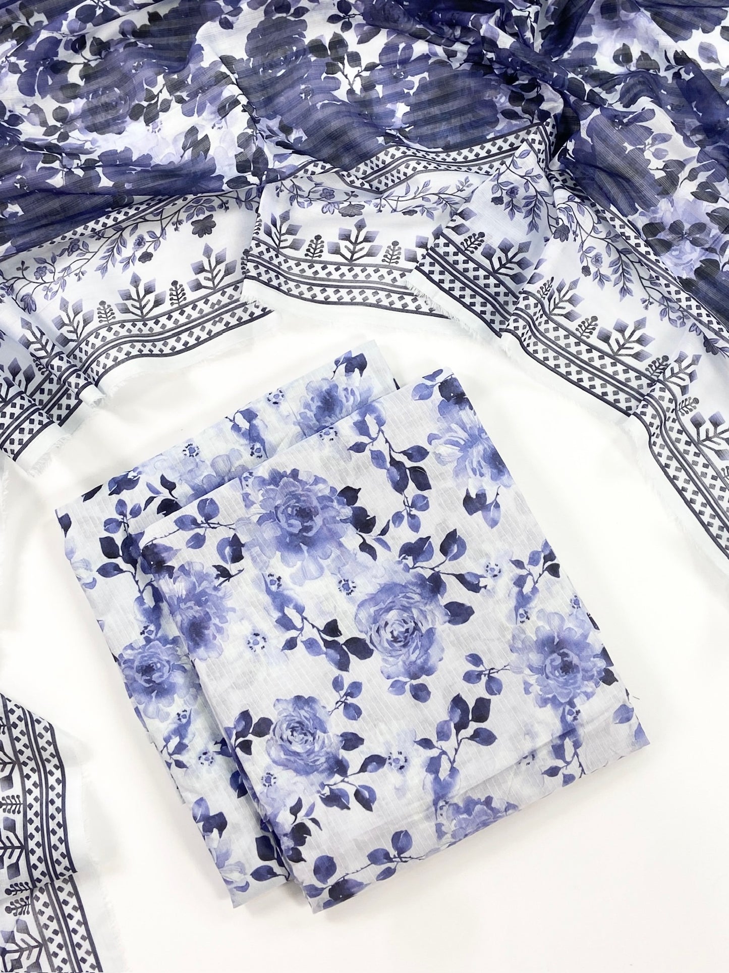 Petals & Paisley By Almeerah Premium Printed Stripe Lawn 3PC