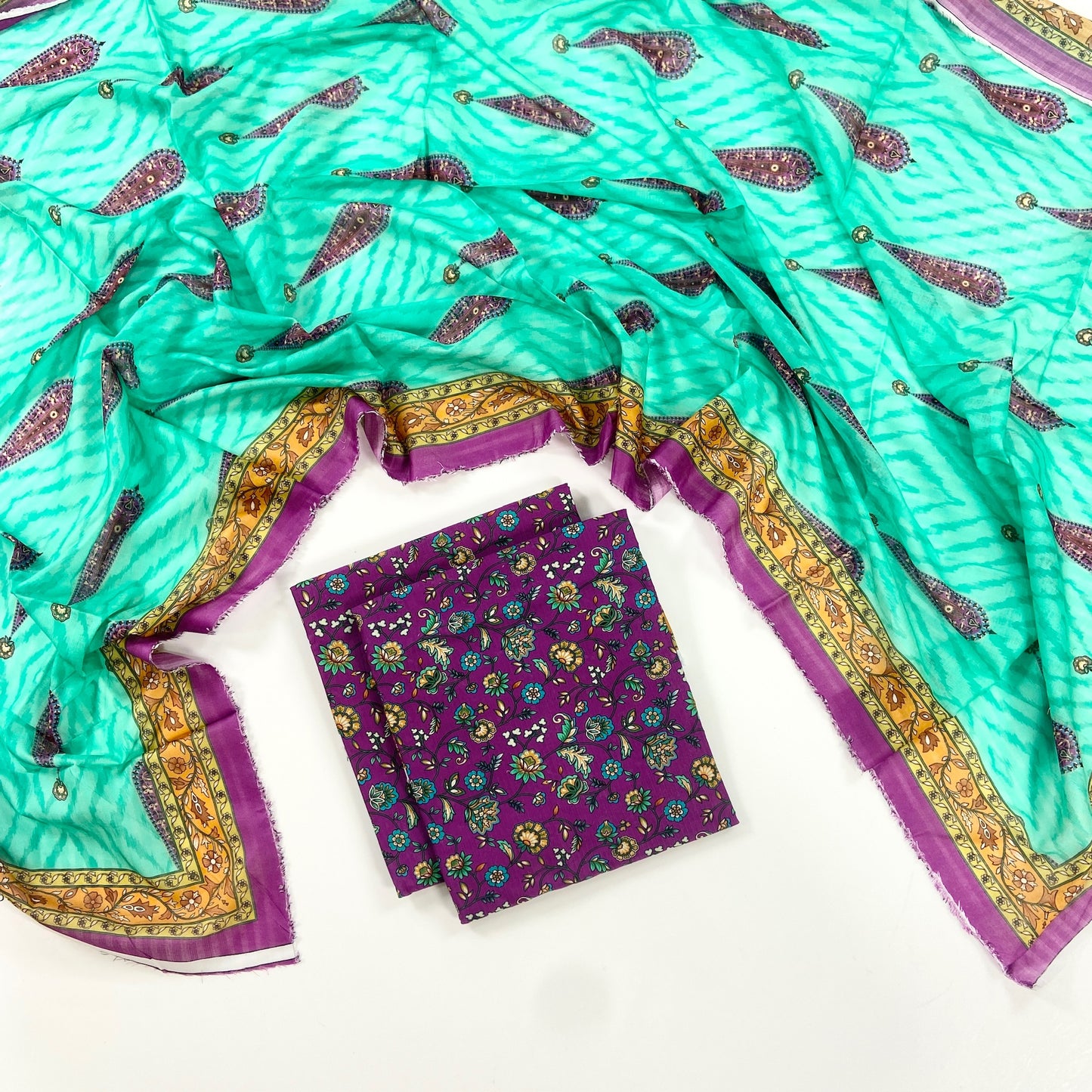Petals & Paisley By Almeerah Premium Printed Stripe Lawn 3PC