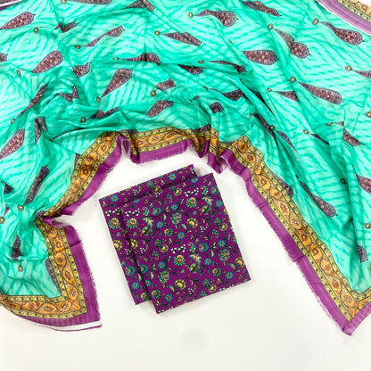 Petals & Paisley By Almeerah Premium Printed Stripe Lawn 3PC