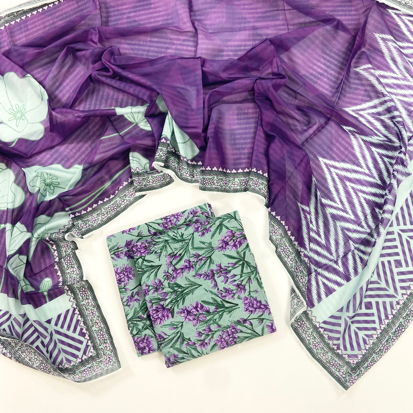 Petals & Paisley By Almeerah Premium Printed Stripe Lawn 3PC