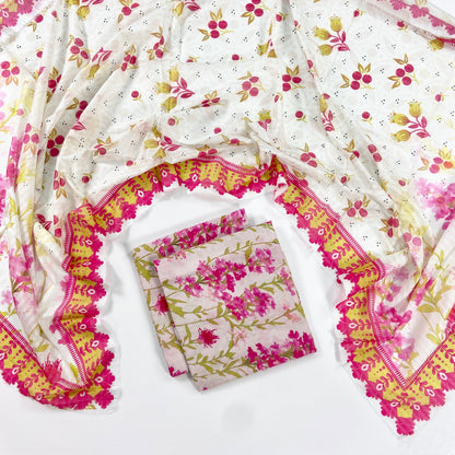 Petals & Paisley By Almeerah Premium Printed Stripe Lawn 3PC