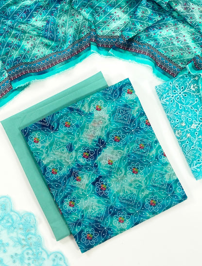 Fleur By Almeerah Premium Printed Lawn With Emb Patches 3PC
