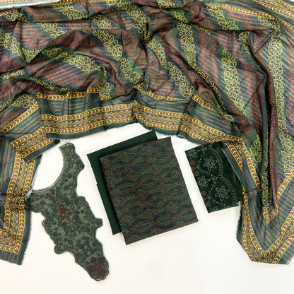 Fleur By Almeerah Premium Printed Lawn With Emb Patches 3PC