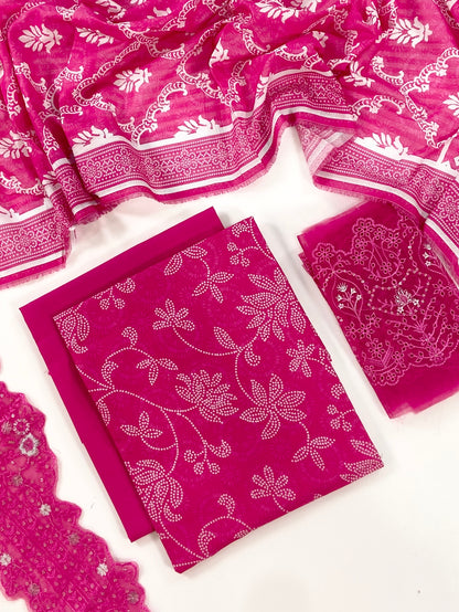 Fleur By Almeerah Premium Printed Lawn With Emb Patches 3PC