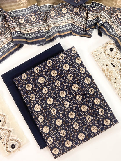 Fleur By Almeerah Premium Printed Lawn With Emb Patches 3PC