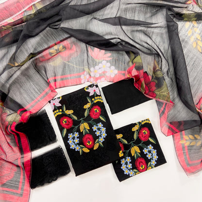 Maria B Plain Embroidered Lawn 3PC