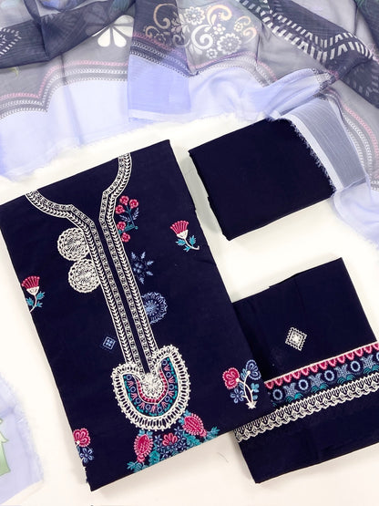 Mushq Plain Embroidered Lawn 3PC