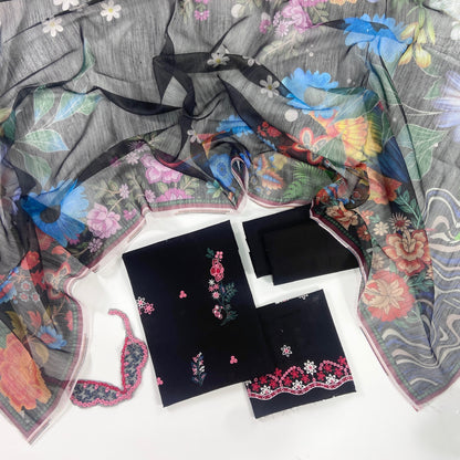 Seran Maya Plain Embroidered Lawn 3PC