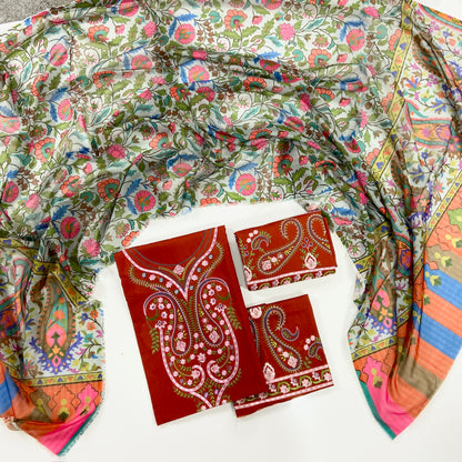 Charizma Plain Embroidered Lawn 3PC