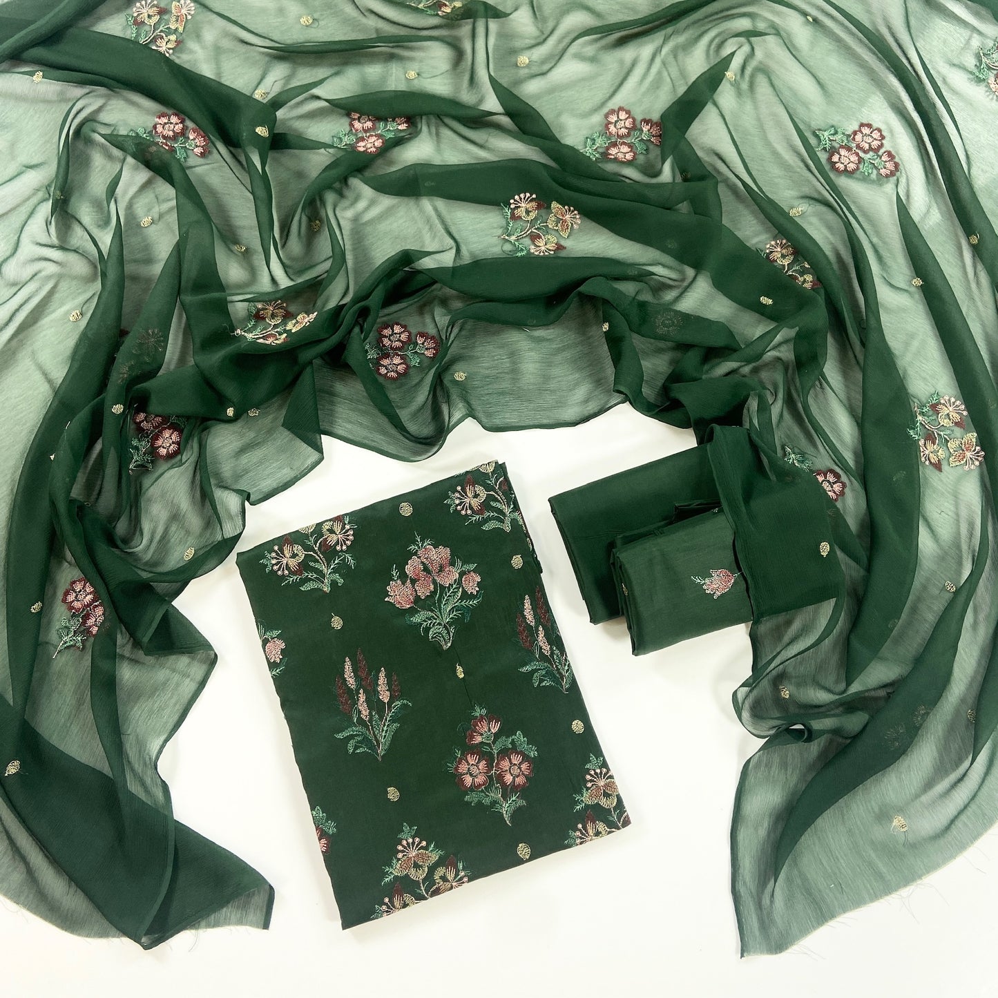 Bareeze Plain Emb Lawn With Chiffone Dupatta 3PC