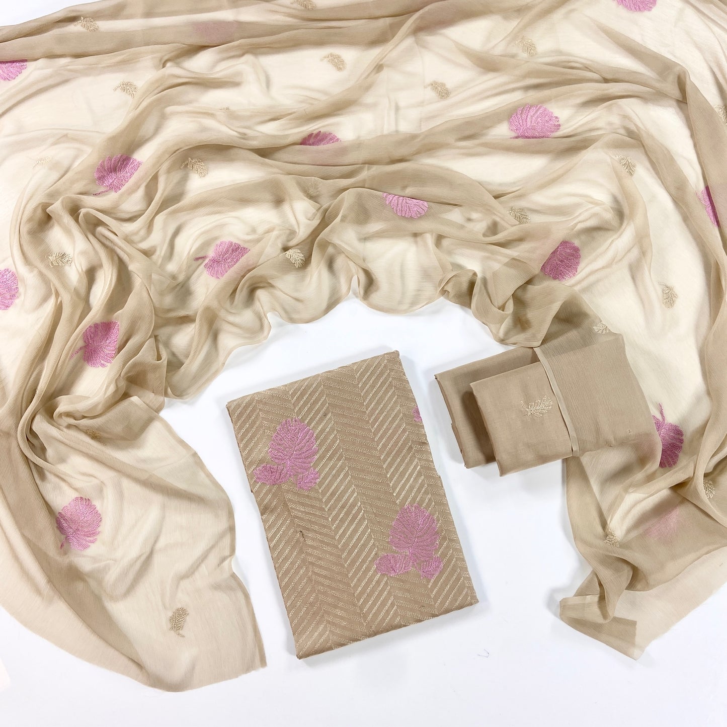 Bareeze Plain Emb Lawn With Chiffone Dupatta 3PC