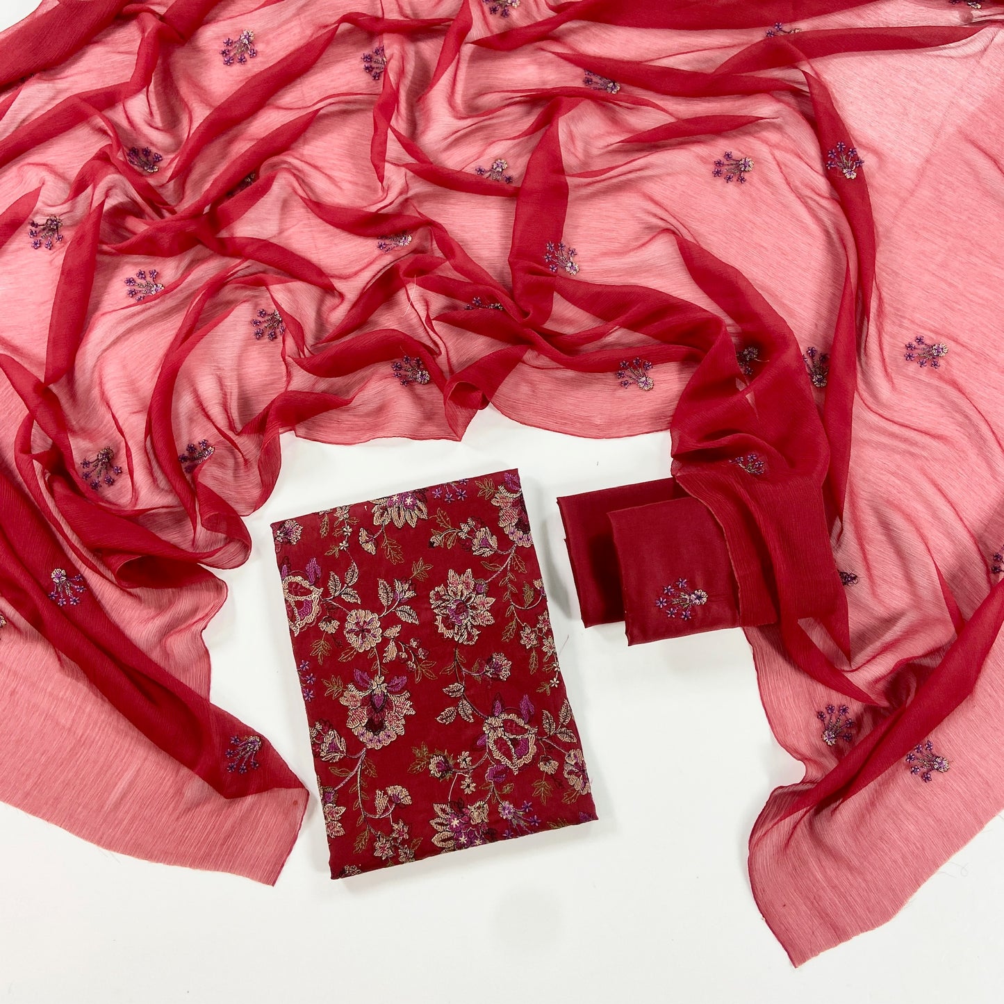 Bareeze Plain Emb Lawn With Chiffone Dupatta 3PC