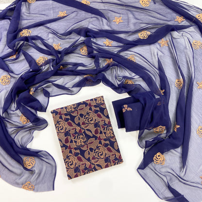 Bareeze Plain Emb Lawn With Chiffone Dupatta 3PC