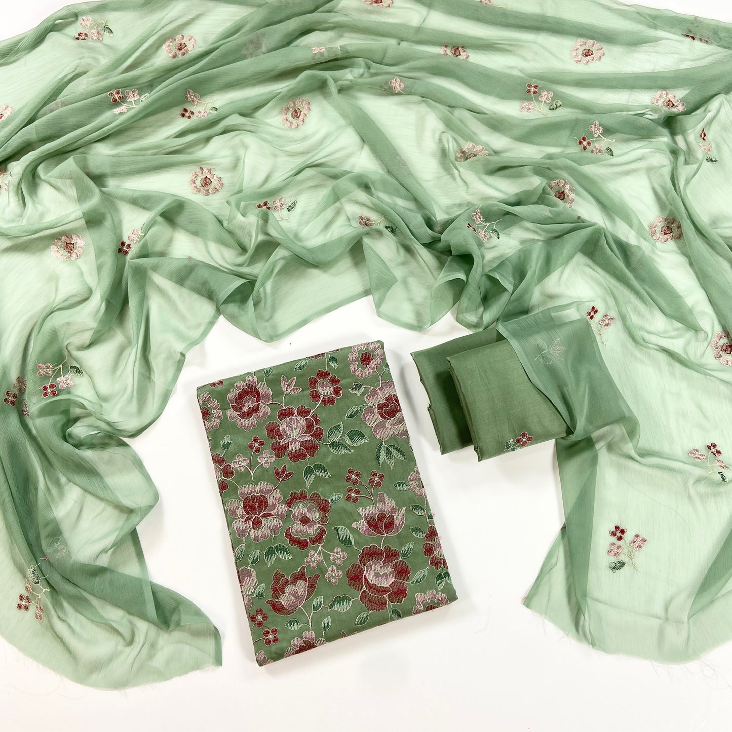 Bareeze Plain Emb Lawn With Chiffone Dupatta 3PC