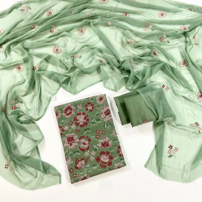 Bareeze Plain Emb Lawn With Chiffone Dupatta 3PC