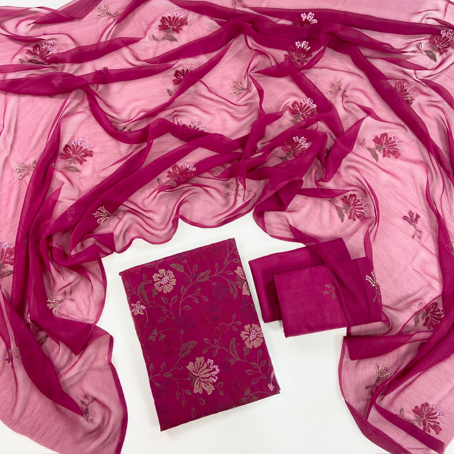 Bareeze Plain Emb Lawn With Chiffone Dupatta 3PC