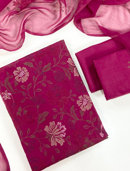 Bareeze Plain Emb Lawn With Chiffone Dupatta 3PC