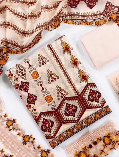 Maahru By Anaya Noor Digital Printed Lawn With Patches 3PC