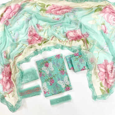 Maria B Embroiderd & Digital Printed Lawn 3PC
