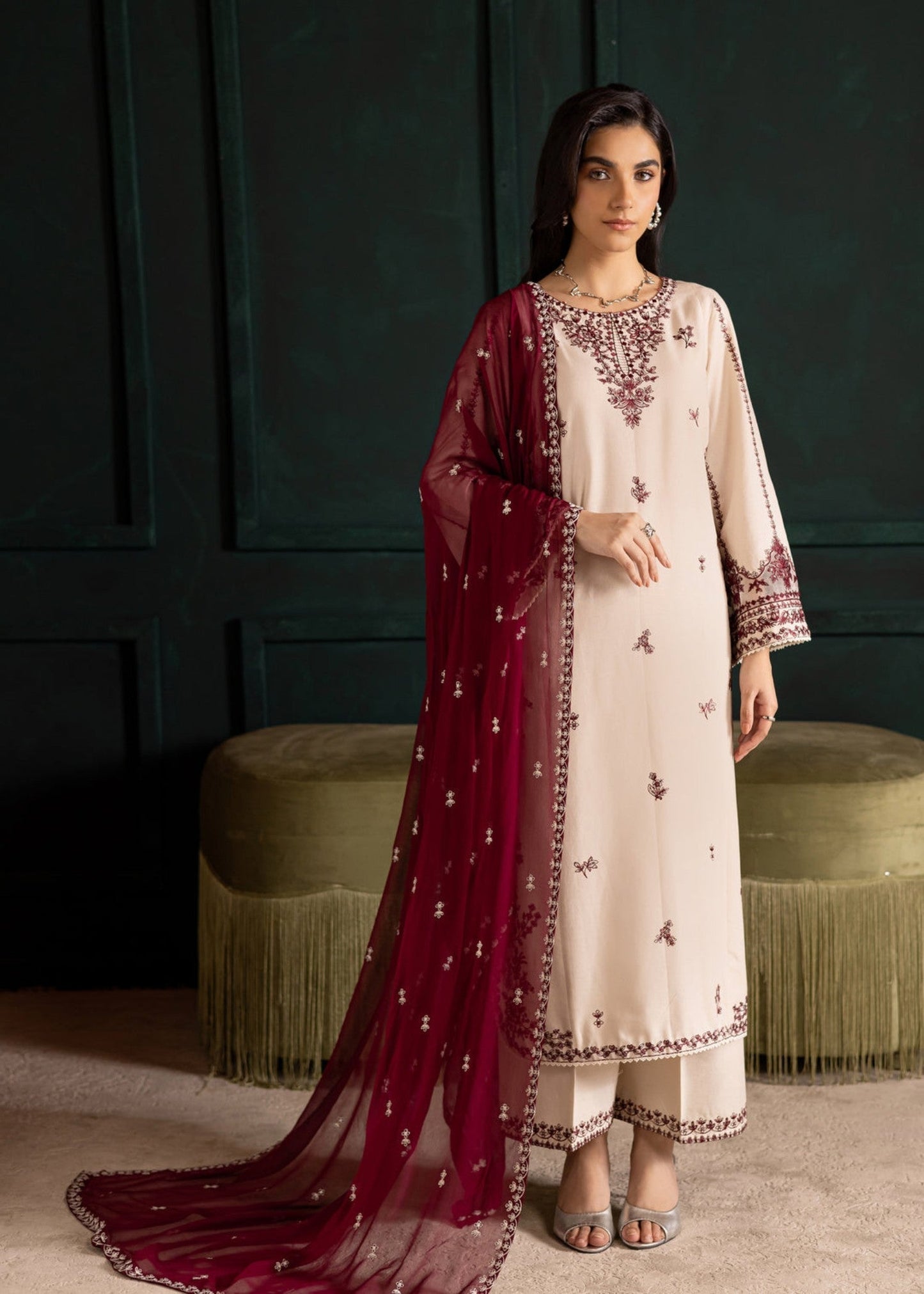Laam Plain Embroidered Lawn 3PC