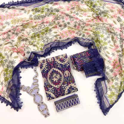 M.Prints By Maria B Digital Printed Lawn With Chiffon Dupatta 3PC