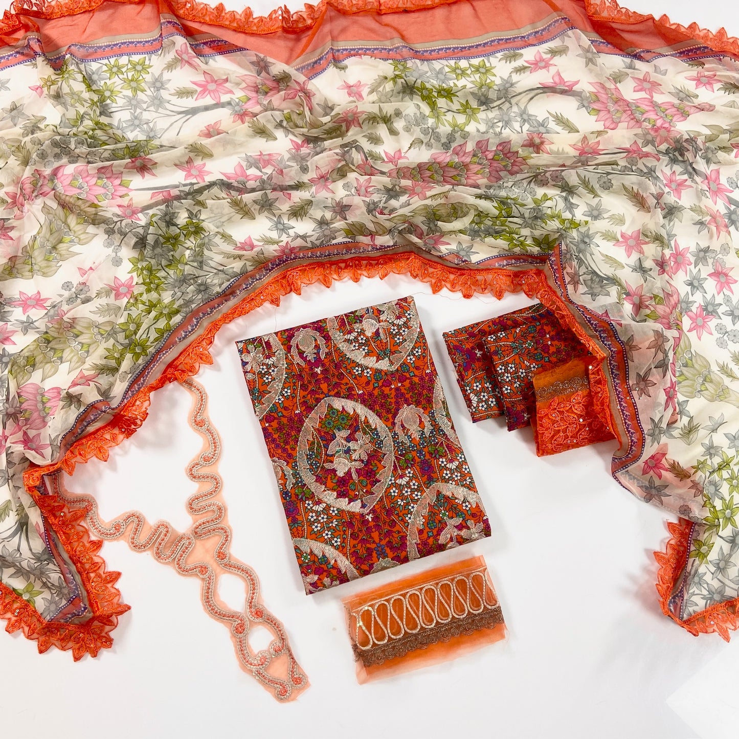 M.Prints By Maria B Digital Printed Lawn With Chiffon Dupatta 3PC