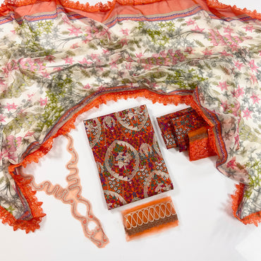 M.Prints By Maria B Digital Printed Lawn With Chiffon Dupatta 3PC
