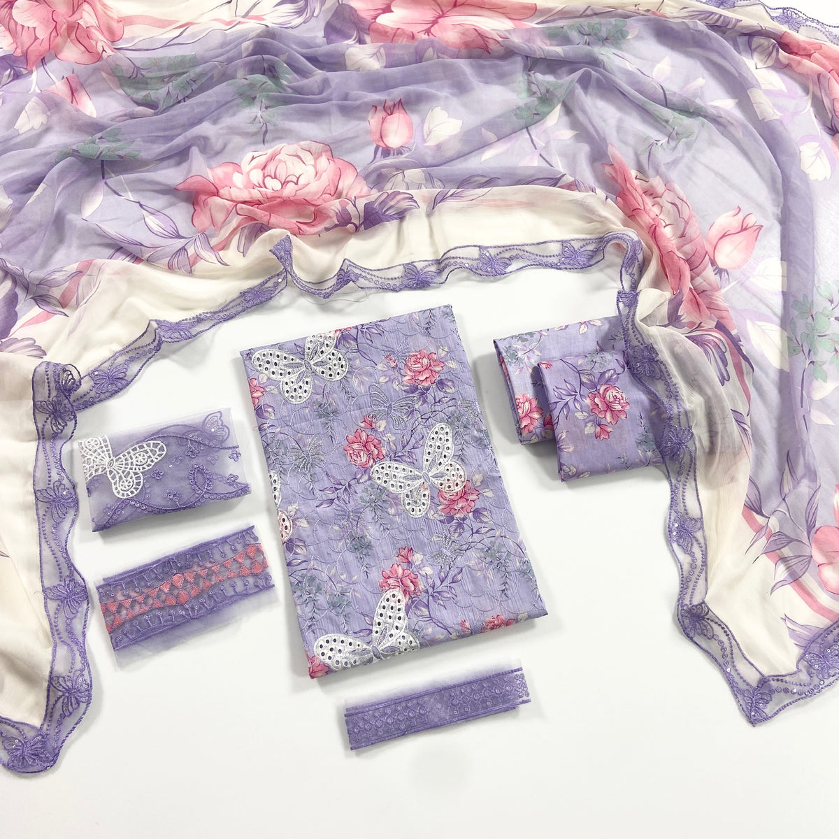 Maria B Embroiderd & Digital Printed Lawn 3PC