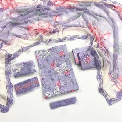 Maria B Embroiderd & Digital Printed Lawn 3PC