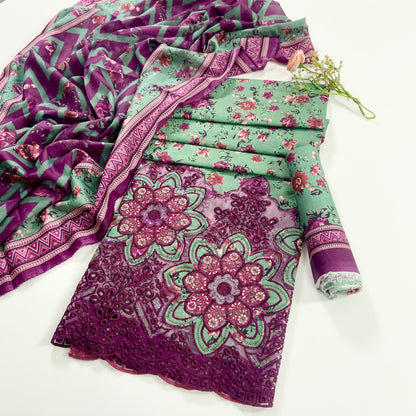 Mehwar By Anaya Noor Laserkari Emb & Printed Lawn 3PC
