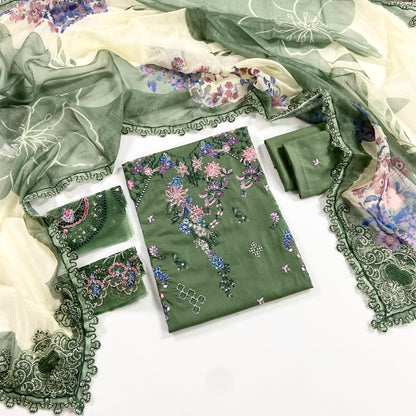 Qalamkar Luxury Embroidered Lawn 3PC