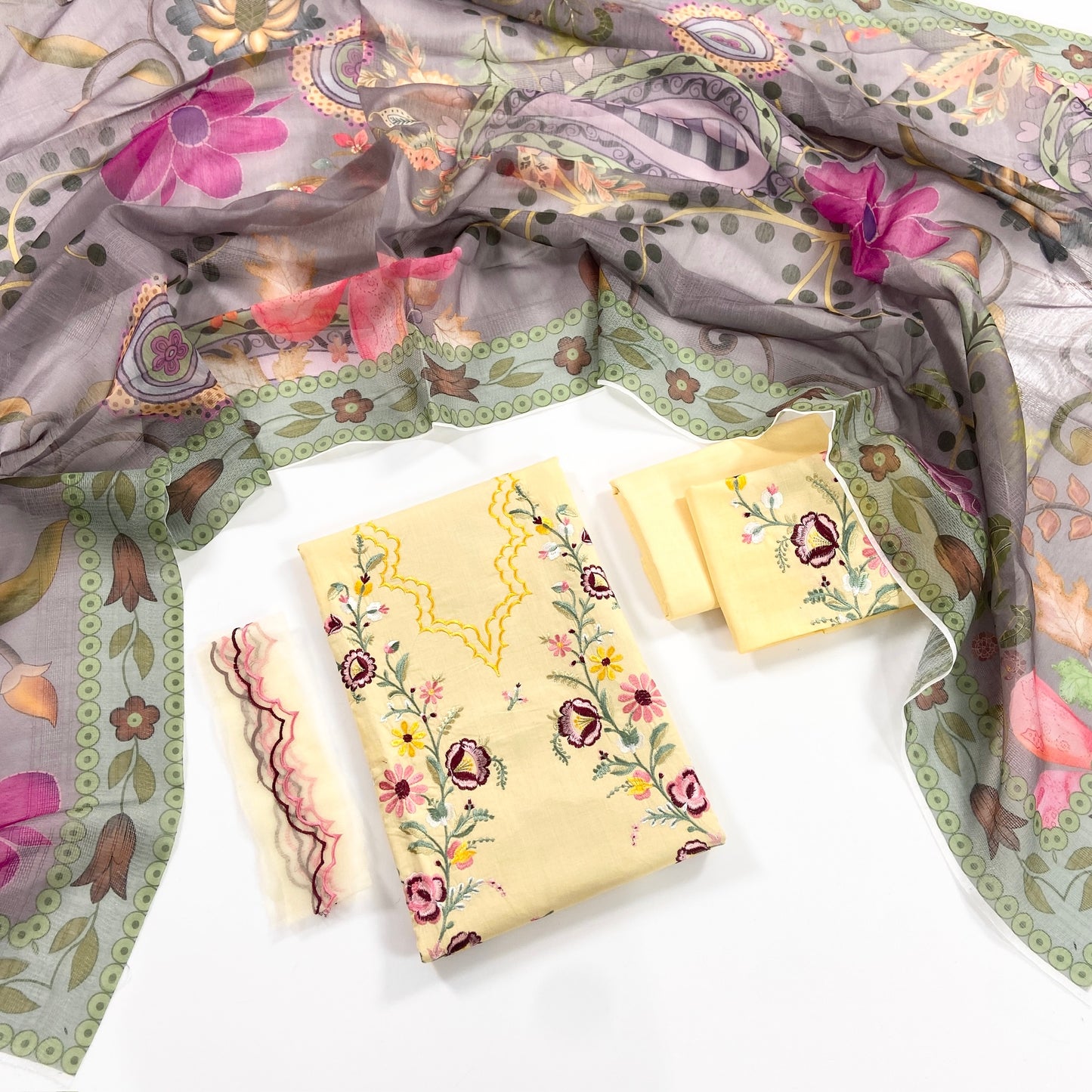 Zara Shahjahan Plain Emb Lawm 3PC