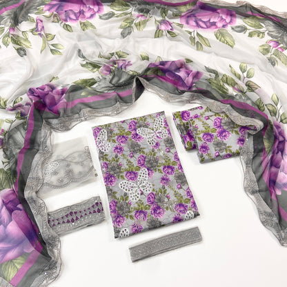 Maria B Embroiderd & Digital Printed Lawn 3PC
